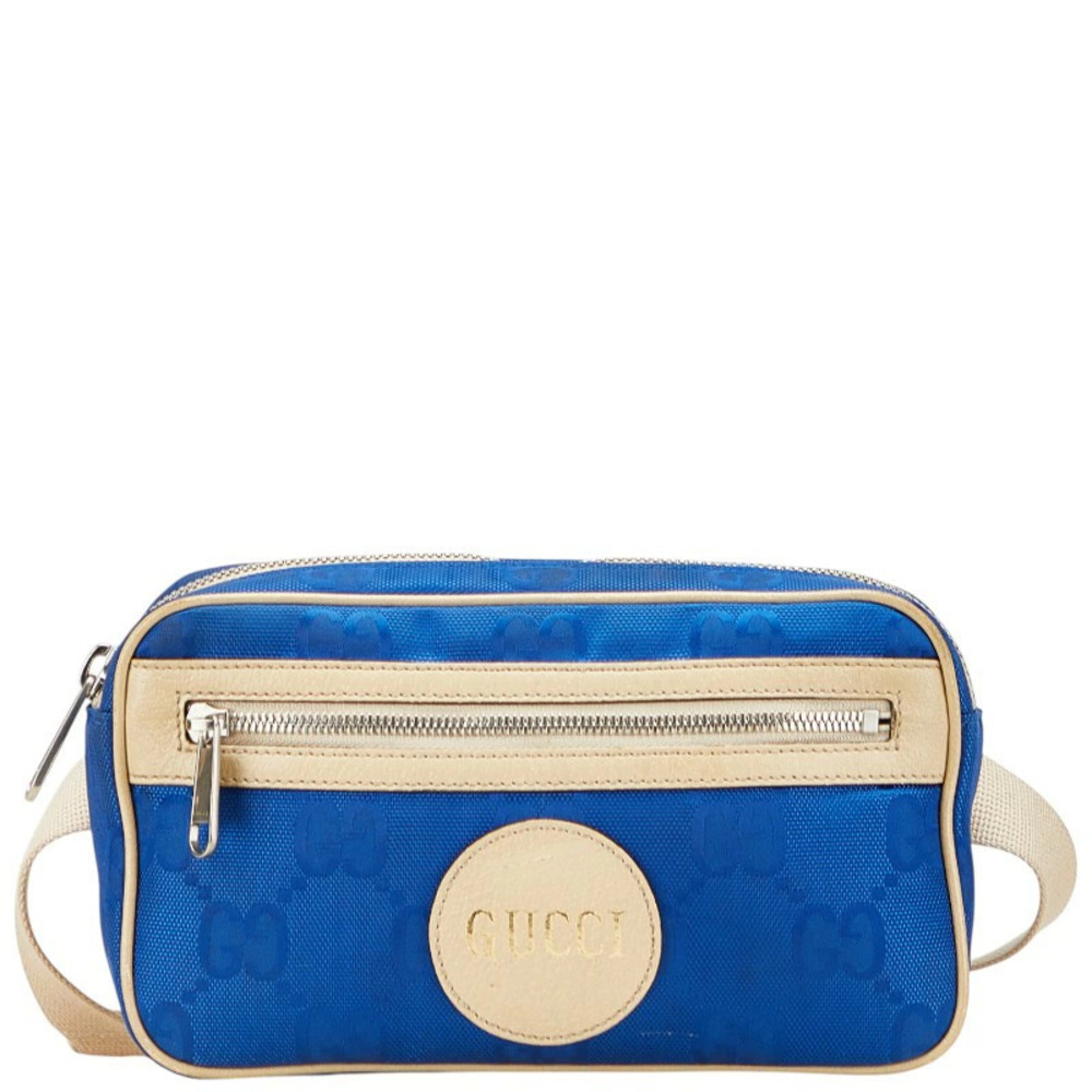 Gucci GG Off the Grid Belt Bag Body Belt Bum Crossbody Gray Beige Leather